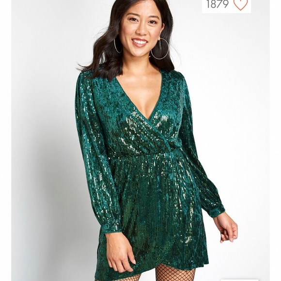 Honey Punch Sequin Dress Green Sold by ModCloth - Picture 1 of 5